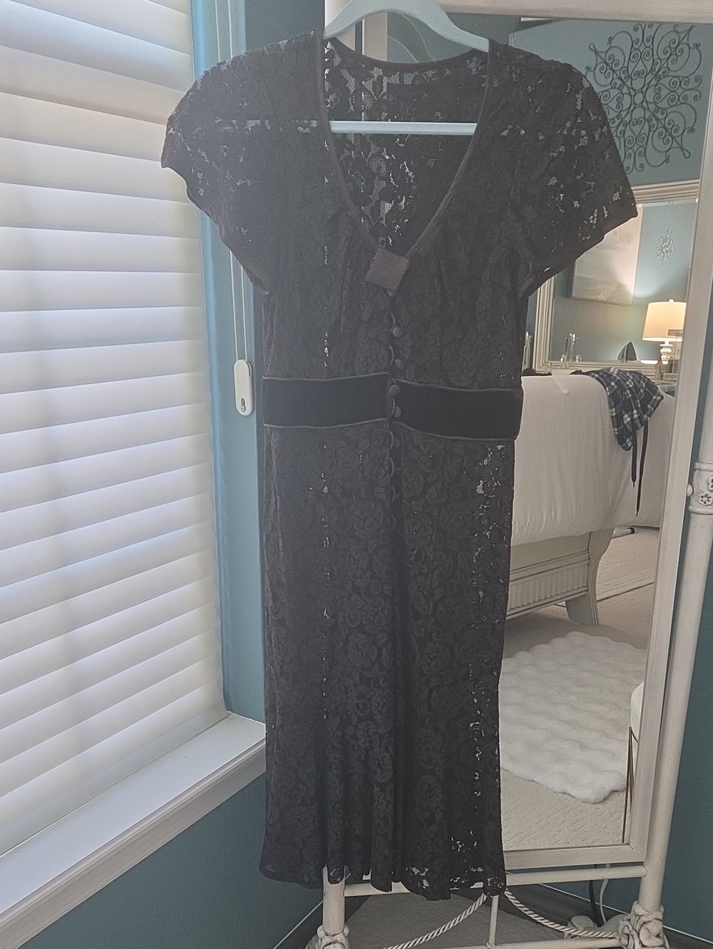 Nanette Lepore Chocolate Lace and Velvet Midi Sheer Dress